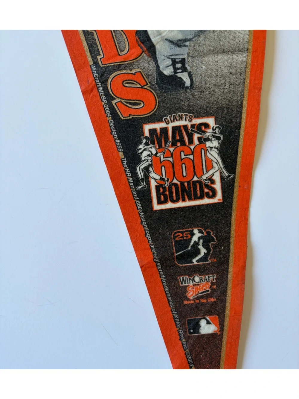 Vtg 2004 Wincraft Barry Bonds Willie Mays 660 HRs San Francisco Giants Pennant